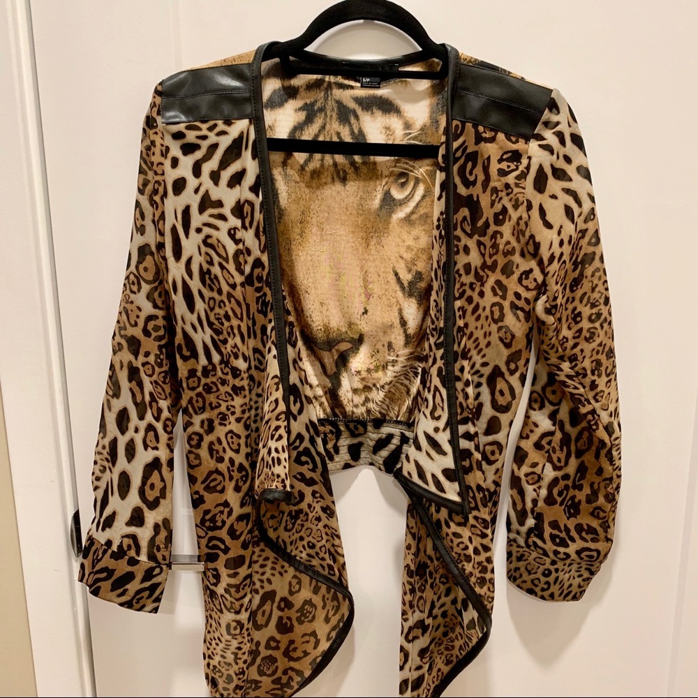 Forever21 Chiffon Leopard Cardigan